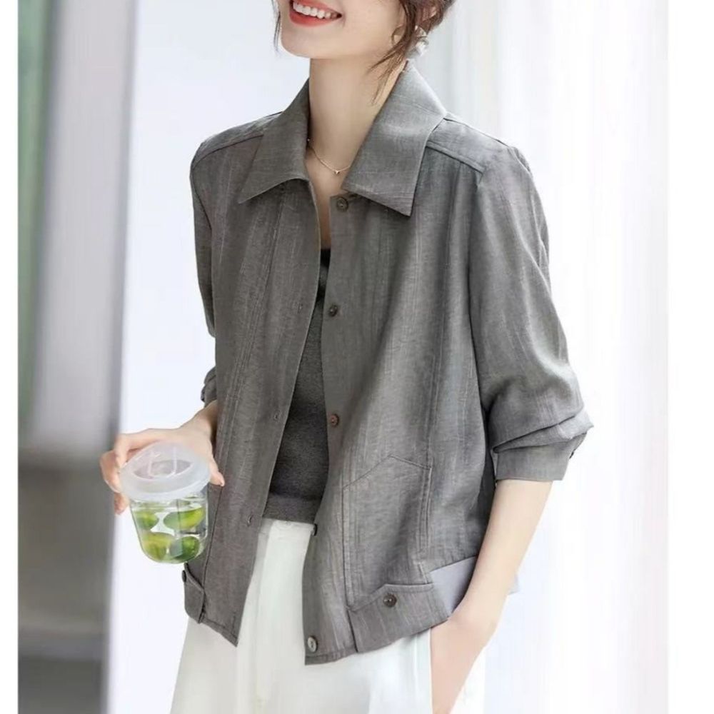Women's Thin Coat Elegant Design Lapel Shirt Coat